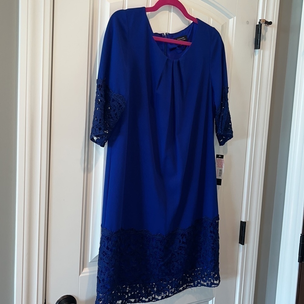 Beautiful lapis blue Tahari ASL dress lace details size 10 NWT - Picture 10 of 10